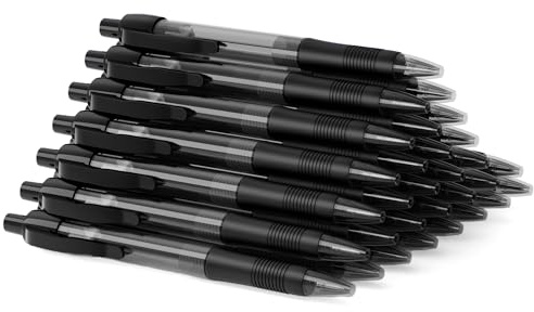 deegtran Pens Bulk, 30 Pack No Bleed Black Ink Click Pens with Soft Grip, Wholesale Retractable Ballpoint Pens for Office School, Medium Point Smooth 1.0MM