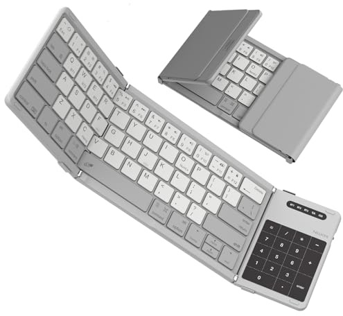 Nillkin Fällbart Bluetooth-tangentbord med inbyggd pekplatta och nummerplatta – ultraportabelt trådlöst tangentbord för iPad, ytsurfplatta, smartphone, bärbar dator PC (grå)