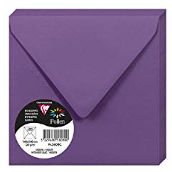 Clairefontaine 5608C - Packung mit 20 Umschläge Pollen, 14x14cm, 120g, Lila, ideal für Ihre Einladungen und Korrespondenz, 1 Pack