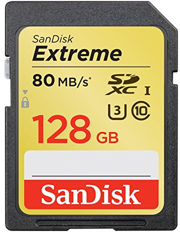 SanDisk Extreme SDXC 128 GB Memory Card up to 80MB/s, Class 10, U3