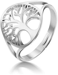 cooltime Bague Ouverte Arbre de Vie en Acier Inoxydable pour Femmes