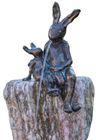 IDYL Rottenecker Bronze-Skulptur Hasenpaar auf Rosario, 46x28x40 cm