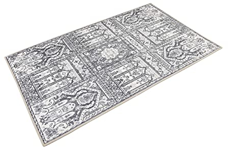 Wecon Home Badteppich, Badematte, rutschfest und Waschbar, Vintage Café (60 x 100 cm, grau)