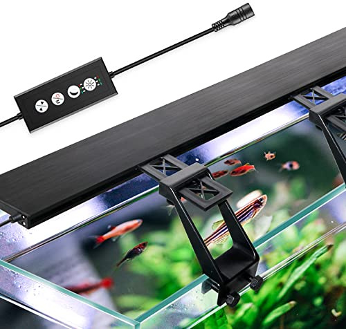 Lampada Regolabile RGB LED per Acquario con Timer 90cm - Illuminazione Pianta Clip Potente (36-42 pollici)