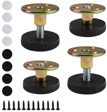 HERKINDNESS Verstellbare Möbelfüße, 4 Stück 27-40 mm Möbelfüße, Höhenverstellbare Füsse für Möbel, mit Dämpfungspads und Montagezubehör, für Schrank Bettfuß Sofas Tische