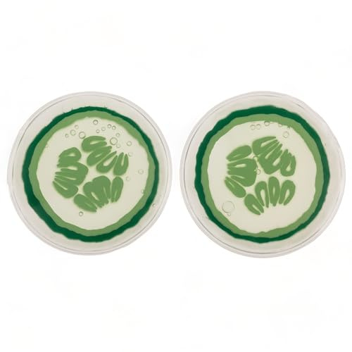 MIJOMA Juego de almohadillas para ojos Wellness, compresas para ojos de spa frías y calientes con un elegante diseño de pepino, ideales para relajación y revitalización, diámetro 6,5 cm, 2 unidades po