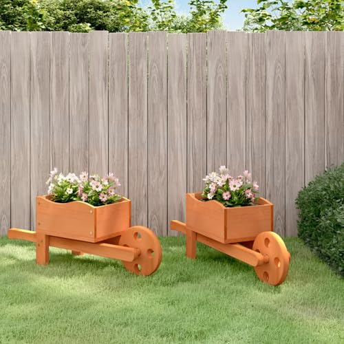 Juroupi Wheelbarrow Planters 2 pcs 47x15x19 cm Solid Wood Fir,Planters,Garden Planters 2 pcs,Garden Planters Outdoor,Ideal for Outdoor Decor,Terrace,Balcony-364228