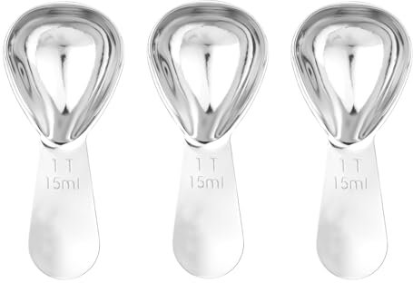 Yuanchu 3 Stück Kaffeeportionierer aus rostfreiem Edelstahl,15ml Kaffee Messlöffel mit Kurzem Dicker Griff Kaffeelöffel Portionierer Exakter Messlöffel für Kaffee losen Tee Zucker oder Mehl
