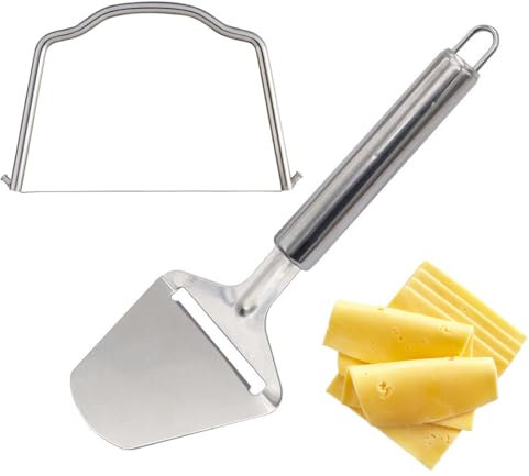 SIRLOMU 2 pièces Couteau à fromage en acier inoxydable, Râpe à fromage, Râpe à légumes, Compatible lave-vaisselle, Pour couper le fromage, les légumes, les pommes de terre