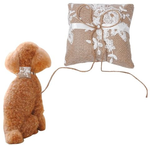 NICENEEDED Ringkissenhalter Für Hochzeit Mit Hund Blumen Ringträger Ring Aufbewahrungstasche Ringkissen Ringkissen Ringkissenhalter
