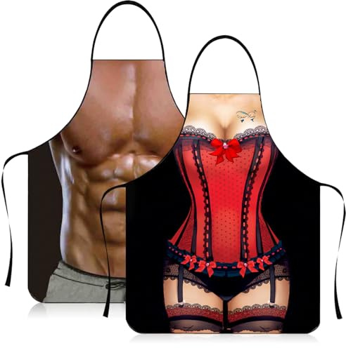 TIVUNORON 2 Grembiule Creativo Sexy Grembiule da Cucina Divertente Grembiule da Barbecue Maschile Grembiule da Cucina Maschile Regalo Divertente per Cucine in Costume di Partito per Uomini Signore