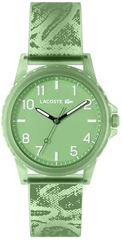 Lacoste Montre à Mouvement à Quartz Trois Aiguilles pour Enfants Collection Rider avec Bracelet en Silicone Vert - 2020157