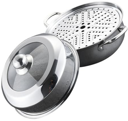 KICHOUSE Vaporiera in Acciaio Per Cottura Vapore Pentola Per Alimenti Adatta Induzione Design Semplice e Facile Da Riporre