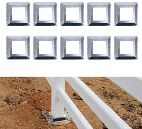 Copri base per pali, 8 x 8 cm, 10 pezzi, in alluminio, per pali di legno (copertura base per pali, 81 x 81 mm)