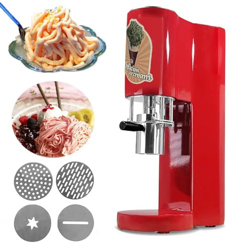 Nueva máquina para hacer helados de espagueti italianos para uso comercial y doméstico. Heladera versátil 4 en 1 con 4 moldes y capacidad de 420 ml, ideal para heladerías y postres.,Red