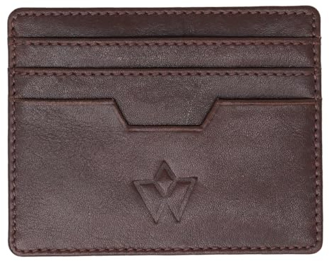 WASAMA Full Grain Leather Card Holder | Slim & Minimalist Wallet with 4 Pocket Design (Mocha Earth)