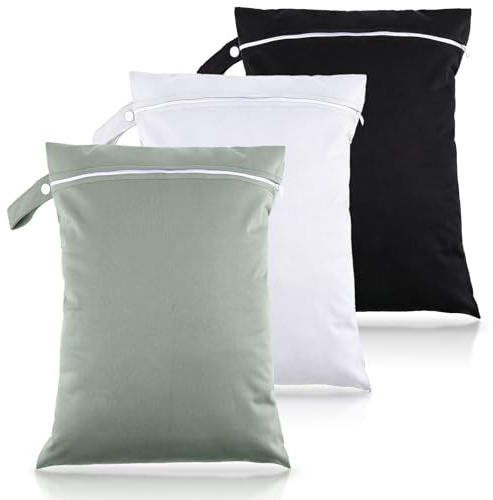 Euablfo 3 Pièces Wetbag,Sac Linge Sale,Sac Humide Impermeable avec Poignée et Fermeture Éclair,Impermeable Wet Dry Bag pour Maillots de Bain, Linge à Sale, Serviettes de Plage Gym