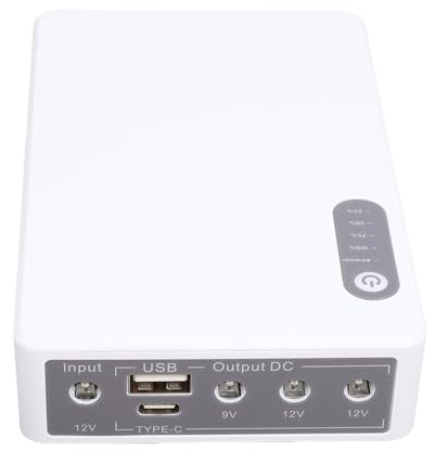 FTVOGUE Mini DC UPS, 10400mAh Avbrottsfri Strömförsörjning med Kortslutningsskydd, för Routermodem Säkerhetskamera Smartphone Faxmaskin (EU-kontakts)
