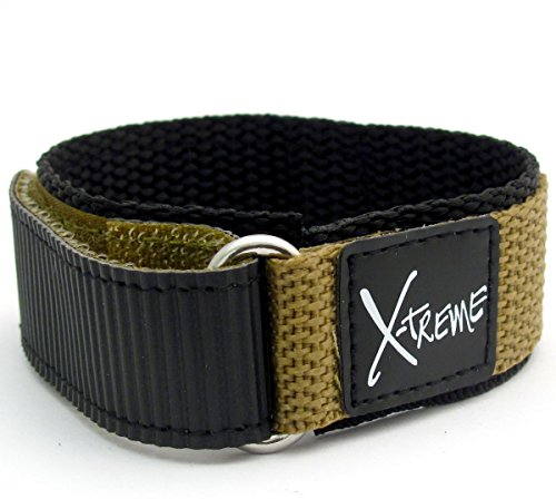 X-treme Tough Sports Watch Strap Band Men's Hook and Loop Rip Tab Fastening 20mm - Khaki