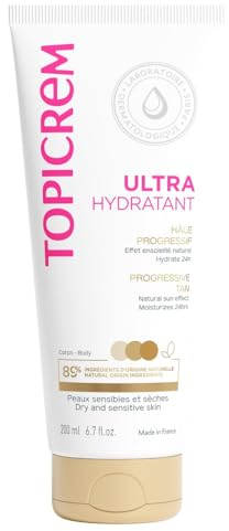 Topicrem - Ultra Hydratant Hâle Progressif - Hydrate 24h, Nourrit, Protège - Effet Ensoleillé Naturel - Peaux Sensibles & Sèches, Adultes & Adolescents - Fabrication Française - 200 ml