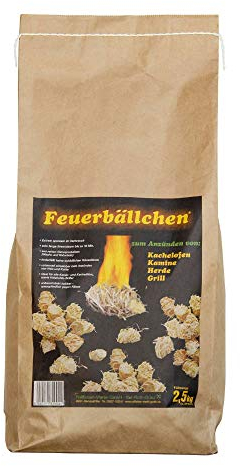 Feuerbällchen, Grillanzünder, Kaminanzünder, Anzündhilfe (Ökologische Anzündwolle aus Naturprodukten, zum Anzünden der Grillkohle, Lagerfeuers oder Kamins) 2,5 kg Tüte