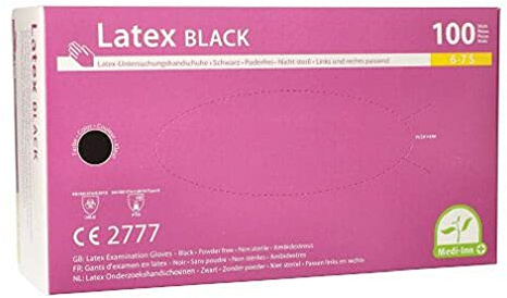 PAPSTAR Handschuhe, Latex puderfrei schwarz Größe L, chloriniert, mikrogeraut Einweghandschuhe-Laborhandschuhe. Menge: 1000 St