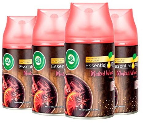 Air Wick Air Freshener, Freshmatic Auto Spray, Mulled Wine, Refill 250 ml, Pack of 4