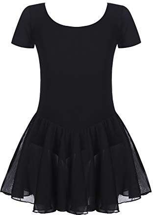 untlet Ropa de Ballet Vestido de Ballet de Manga Corta para Niños Traje de Ballet para Niñas Traje de Ballet Leotardo de Ballet de Algodón Leotardo con Tutú de Ballet Negro