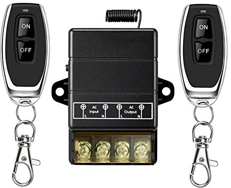 YETOR Interruptor Remoto inalámbrico, Interruptor inalámbrico de relé 220V / 230V / 240V / 40A para electrodomésticos, Bomba, Luces de Techo y Equipo eléctrico con 328ft de Largo Alcance (Black)