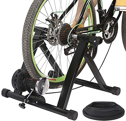 Bakaji Bike Trainer Biciletta Indoor Supporto Rullo Magnetico 6 Livelli di Resistenza Allenamento Cardio Fitness Bici Mountain Bike da Interno in Acciaio Piedini Regolabili Struttura Pieghevole