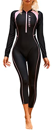 SEAUR Rash Guard Damen Lang UPF 50+ Ganzkörper Badeanzug Slim Fit Reißverschluss Schwimmanzug Sonnenschutz Bademode Schwimmen Surfen - L