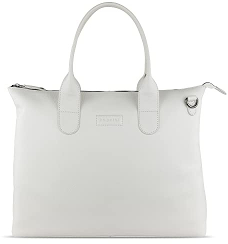 bugatti Elsa Shopper aus Leder, Damenhandtasche für Business, Arbeit oder Einkauf, weiß