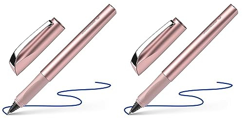 Schneider 186209 Ceod Shiny Tintenroller (Rechts- und Linkshänder, Strichstärke M, inkl. Tintenpatrone Königsblau) Powder pink (Packung mit 2)