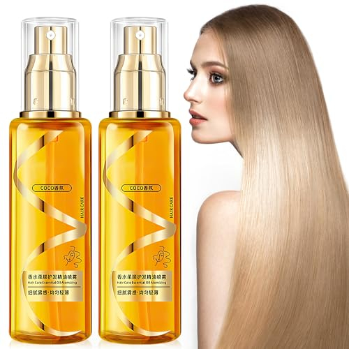 BSOON Feuchtigkeitsspendendes Haaröl, 2 Stück Hydrating Treatment Essential Oil, enthält Arganöl und Vitamin E Moisturizing Haaröl Locken pflegt und veredelt das Haar, für Trockenes, Geschädigtes Haar