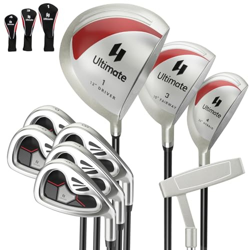 ULTIMATE Women's Complete Golf Club Set, 9/10/11pcs Right Handed Ladies Golf Clubs Set w/ 460cc Alloy Driver, #3 Fairway Wood, #4 Hybrid, #6/#7/#8/#9/#P Irons & Putter (9 Pieces - Red)
