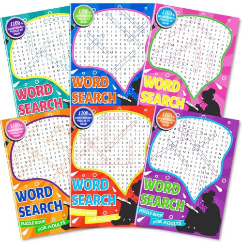 Kalysky 6Pack Large Print Word Search Puzzle Books, Brain Games, Activity Book for Adults, Teens and Seniors