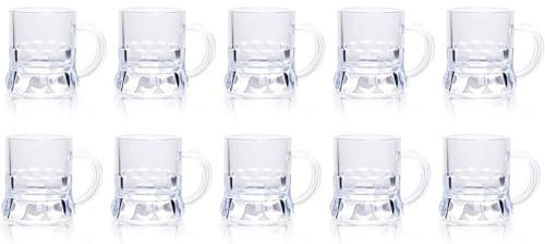 Dusarls 5/10 pcs Mini chopes à bière en Plastique, 30ml Verres à bière Transparent, Verres à Liqueur avec poignées, Tasses à Whisky jus réutilisables pour Boire BBQ Festival Party
