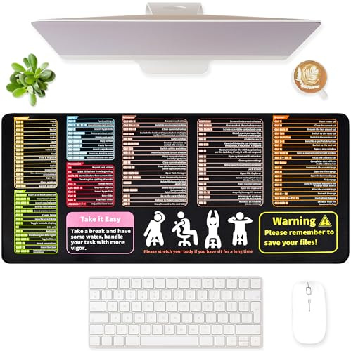 Tappetino per Mouse con Scorciatoia Mouse Pad XXL Excel Tappetino Mouse Impermeabilizzazione Applicabile tastiera Gaming Ufficio (900x400mm)