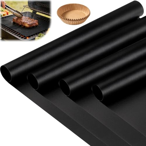 msysmyu Uppsättning om 4 stora ugnsinlägg 33 x 40 cm permanent bakfolie för ugn, värmebeständig, lämplig för ugnar, grillar, bakplåtar