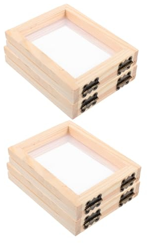 SUPVOX Marco para Hacer Papel DIY 4 Piezas de Madera 10X13X22 CM con Malla para Manualidades Molde Rectangular para Proyectos de Arte con Flores Secas en Aulas y Hogar