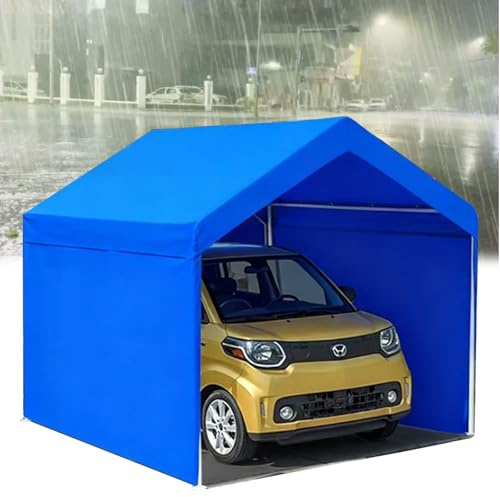 Posto auto coperto for stoccaggio esterno sul tetto con pareti laterali rimovibili, tettoia for garage resistente in tessuto Oxford alle intemperie, veicolo multiuso, rimessa(Blue)