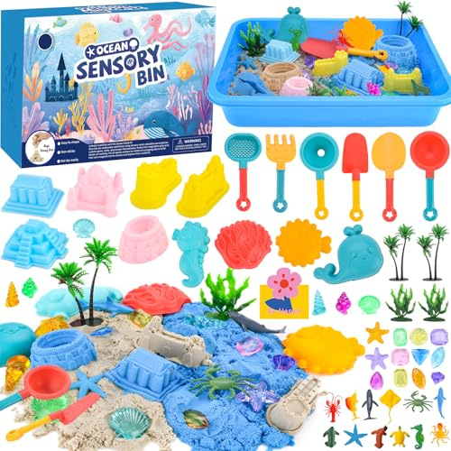 YUTUY Sabbia Cinetica per Bambini,Sabbia Per Bambini con 1000 Sabbia Magica,Kit di Sabbia,Oceano Sabbia Cinetica Bambini Set,Sabbiera Giocattolo per Ragazzi e Ragazze Oltre I 3 Anni