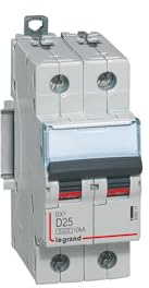 408017 Disjoncteur Bipolaire 25a - 2p Courbe D - 6/10ka - à Vis - Legrand Dx3