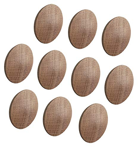 Gedotec Abdeckkappen MINIFIX Loch-Abdeckungen Holz für Blind-Bohrung Ø 35 mm | Massivholz Eiche naturbelassen | Gesamt Ø 38 mm | Kappen rund zum Eindrücken | 10 Stück - Schrauben-Kappen für Möbel
