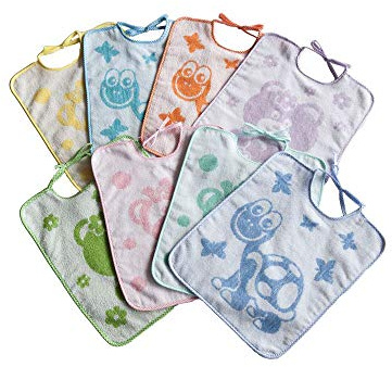 Bubabù Bav021/6 Lot de 6 bavoirs en éponge Dumbo, fabriqué en Italie, avec élastique doux Jacquard, 31 x 38 cm