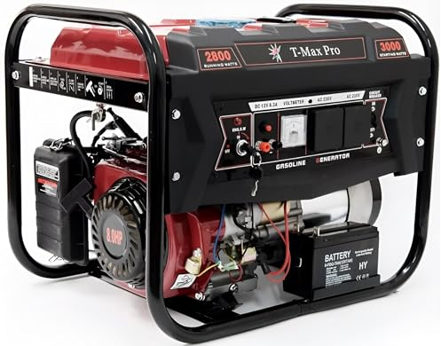 T-MAX Generador de gasolina portátil 6000-WE ~ 3.2 KVA 8HP ~ Encendido de llave eléctrica de potencia silenciosa (arranque de llave eléctrica/arranque de retroceso)