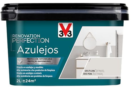 V33 Esmalte Renovation Perfection Azulejos Gris Pluma Satinado 2L
