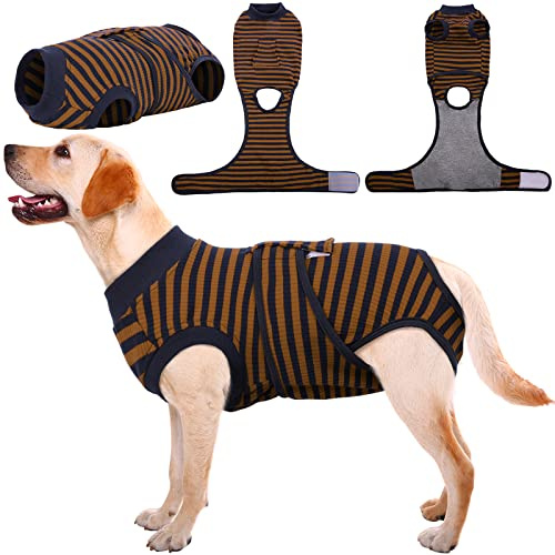 Kuoser Hundebody Nach Op, Hundebody Nach Kastration Rüde Hündin,Hundebody Nach Op Hündin, Atmungsaktiv Body Für Hunde Nach Op,Leckschutz Hund, Anti-Wundlecken Op Body Hund,Braun L