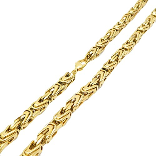 Epinki Collane 55 CM, Catena Bizantina a Maglie a Scatola 6MM Oro Collana in Acciaio Inossidabile per Uomo