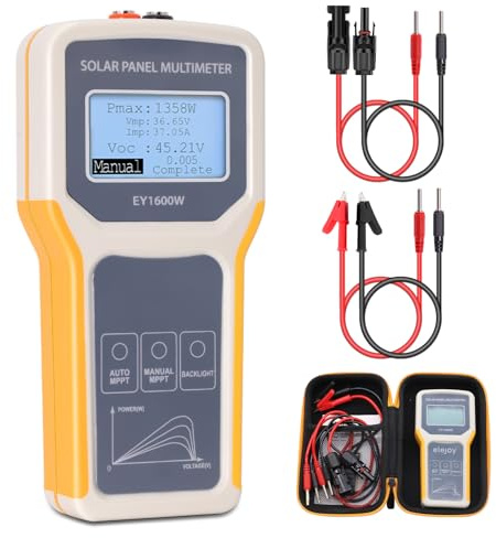 XTVTX Testeur de panneau solaire photovoltaïque, EY1600W, Multimètre, Mesureur de puissance, Détecteur de tension à vide, avec détection automatique de MPPT, Ecran LCD